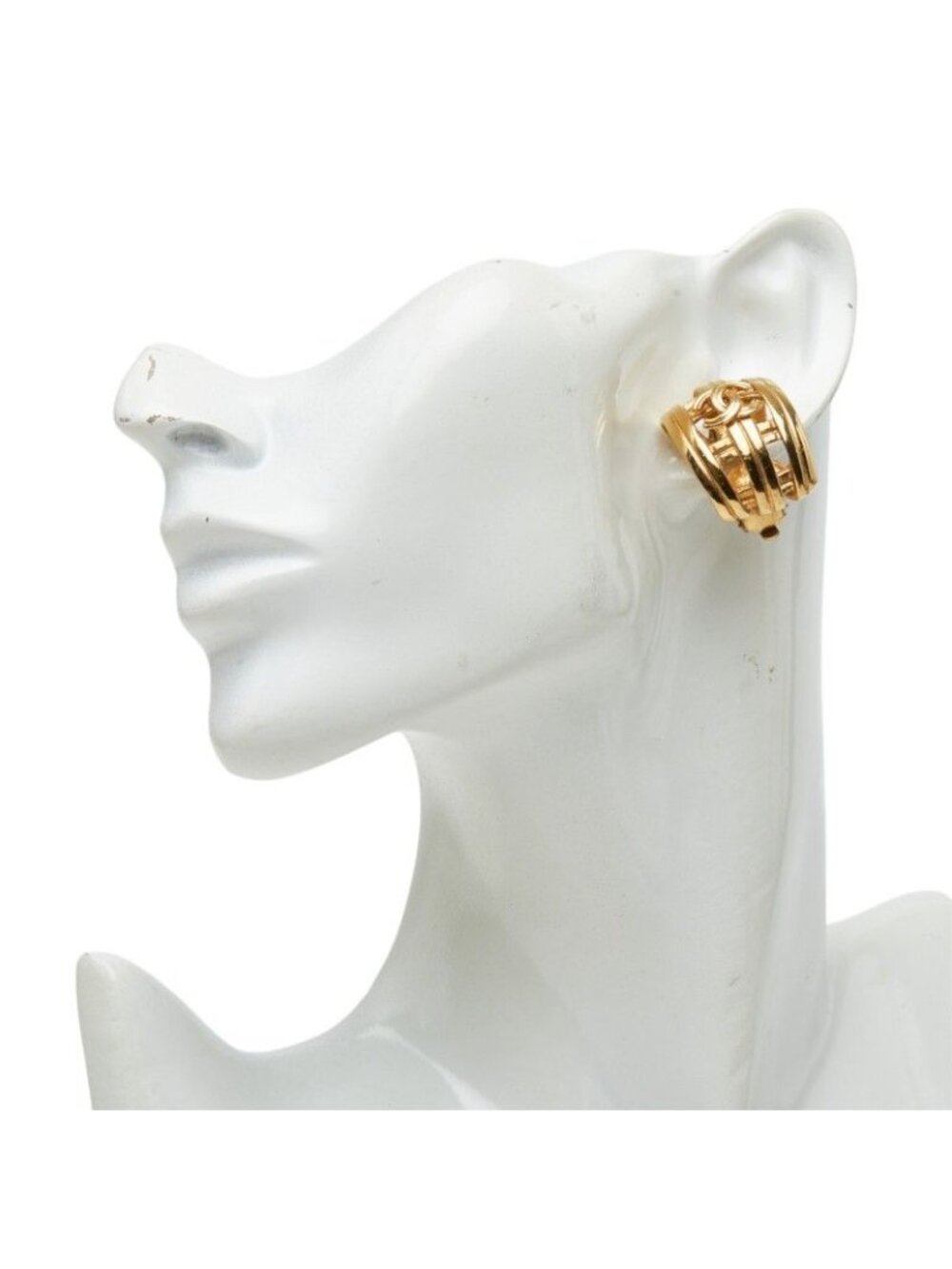 Chanel CC Logo Vintage Earrings Ear Clip 96P Gold Plated - Picture 5 of 5